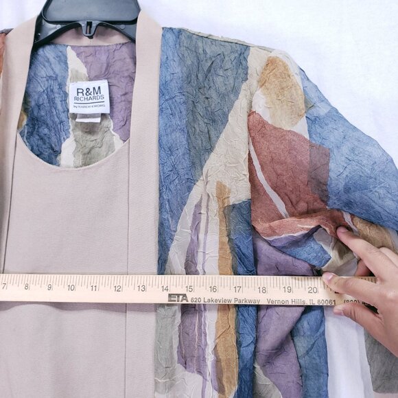 Vintage R&M Richards by Karen Kwong Colorful Earth Tones Modest Sheer Top 10 - Picture 4 of 15